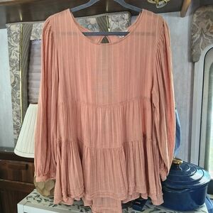 American Eagle Outfitters Coral Women's Peasant Blouse